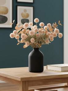 2 piezas/4 piezas Combinación de hojas de eucalipto y flores de hortensia doradas, flores artificiales de seda, tallos de crisantemo, decoración floral, adecuado para decoración del hogar, adornos de sala de estar, decoración de mesa, relleno de jarrones, flores falsas para bodas y festividades - Dorado - Ver 2