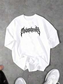 Camiseta de manga corta negra de ajuste regular cómoda para actividades con gráfico negro, ropa de entrenamiento para hombres, camiseta gótica, camiseta valiente, camiseta de banda negra,"Note: Please wear skin-colored undergarments." - Blanco - Ver 1