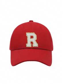 1pc Kids' Red American Campus Style Gold Trim Letter Patch Baseball Cap, Breathable Sun Protection Hat Suitable For 3-16 Years Old, School, Travel, Sports, Hip-Hop - Red - View 11