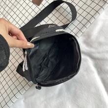 Niche Design White Embossed Waist Bag, 3D Rhombus Embossed Crossbody Bag, Elegant Casual Chest Bag - Black - View 4