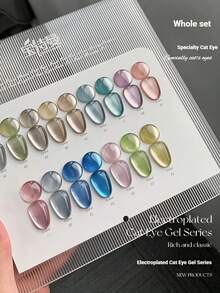 宝仕曼凝胶指甲油，LED UV 闪光全息效果可卸凝胶，需固化，不掉屑，闪亮家用美甲沙龙DIY - 彩色 - 查看 3