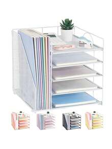 Caja organizadora de escritorio con carpeta - Weiß - Übersicht 3