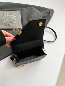 Bolso de mano minimalista y de textura de moda, nuevo bolso de hombro y cruzado personalizado y con estilo para mujer - Negro - Ver 4