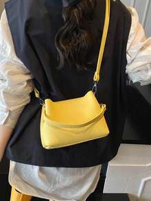 2026 Nueva primavera Bolso grande de capacidad con grano de lichí minimalista, bolso de hombro tipo cubo de alta gama para mujeres - Amarillo - Ver 7
