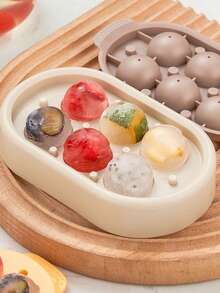 1个带盖圆形冰球模具，6孔圆形冰格冰球制作器 - 彩色 - 查看 4