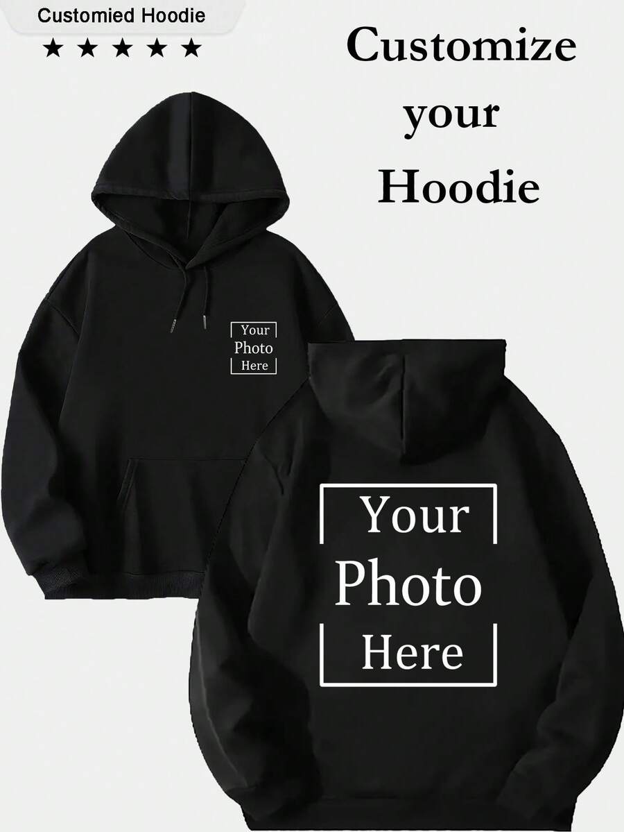 Customized High-End Personalized Women's Sweatshirt For Autumn/Winter, Customize Your Own Photo | Clothing Pattern Exclusive Customization Black - Black - View 1