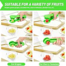 1个葡萄/番茄/樱桃/草莓切片器，绿色多功能水果蔬菜切片器，无刀片设计，厨房工具配件 - 綠色 - 查看 6