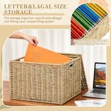 Seagrass - clóset plegable para archivos tamaño legal con tapa portátil decorativo para oficina decoración hogar color natural - marrón - Ver 3