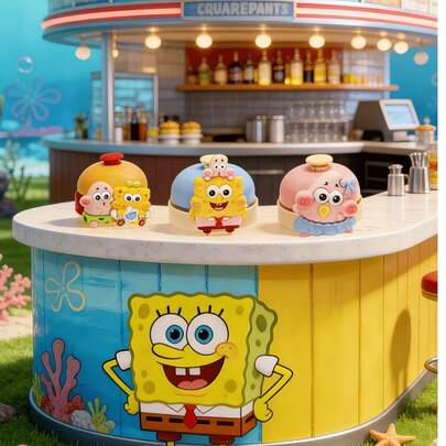 SpongeBob SquarePants 主题系列铃铛，手动按压响应铃，宠物呼叫铃，可爱方形卡通服务铃，适用于柜台、办公桌和直播间