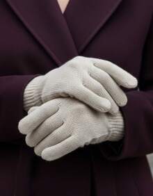 Basic Elegant Knitted Gloves For Cold Winter - Adult (Various Colors) - Light Beige - View 1