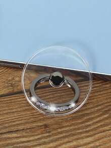 1pc Transparent Rhinestone Circular Ring Phone Holder, Adhesive Slouchy Phone Stand, Multi-Color - Multicolor - View 11