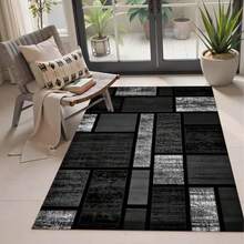 Thảm trải sàn cao cấp màu xám và đen hiện đại họa tiết hình học phong cách Bohemian - Thiết kế hình chữ nhật lớn, dày dặn, phù hợp cho khu vực có mật độ đi lại cao và phòng ngủ, chất liệu mềm mại, có thể giặt máy với lớp lót chống trơn trượt. - 2 - Xem 2