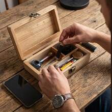 1 hộp đựng thuốc lá bằng gỗ cao cấp "chế tác thủ công", thể hiện gu thẩm mỹ tinh tế của bạn, hộp đựng thuốc lá bằng gỗ nguyên khối kiểu cổ điển! Thiết kế khóa, chống ẩm và chống bụi, chất liệu tuyệt hảo, có hai kích cỡ, phù hợp cho người hút thuốc cất giữ và mang theo khi ra ngoài. - hộp gỗ - Xem 13