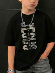 Boys' Cotton T-Shirt, Christian Faith T-Shirt - Jesus Is My Beloved & Bible Verse Print (Faith, Hope, Love) - A Casual Printed Crew Neck Short-Sleeved Top, Suitable For Church, Gym, And Casual Wear - Machine Washable Gift For Teenagers. - Black - View 1