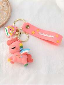 Magical Rainbow Unicorn Keychain 3D Soft Rubber Cute Colorful Pony Pendant Bag Accessory Kids Birthday Gift - Mixed Colors - View 5