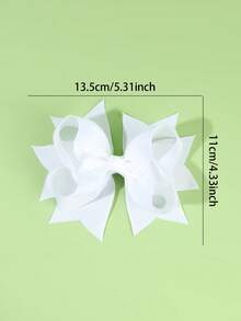 2 piezas/paquete Pinzas para el cabello con lazo de tela acanalada blanca sólida, accesorios para el cabello de niña de las flores, regalos para bodas y fiestas - Blanco - Ver 7