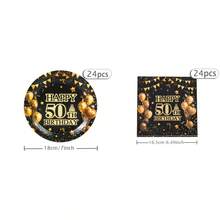 Bộ đồ dùng ăn uống dùng một lần cho tiệc sinh nhật lần thứ 50, đĩa giấy 7/9 inch, khăn ăn, thích hợp cho các buổi họp mặt gia đình, tiệc tiết lộ giới tính, lễ kỷ niệm, sinh nhật, đám cưới, tiệc tùng, dã ngoại. - Nhiều màu - Xem 11