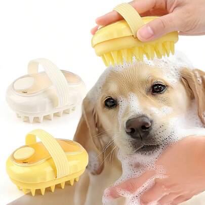 宠物洗发水分配式沐浴刷，犬猫美容工具，用于清洗、按摩和控制掉毛