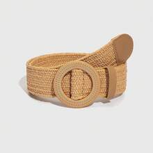 1pc/2pcs Bohemian Straw Waist Belt Set, Suitable For Women Summer Beach Vacation - Camel - View 9