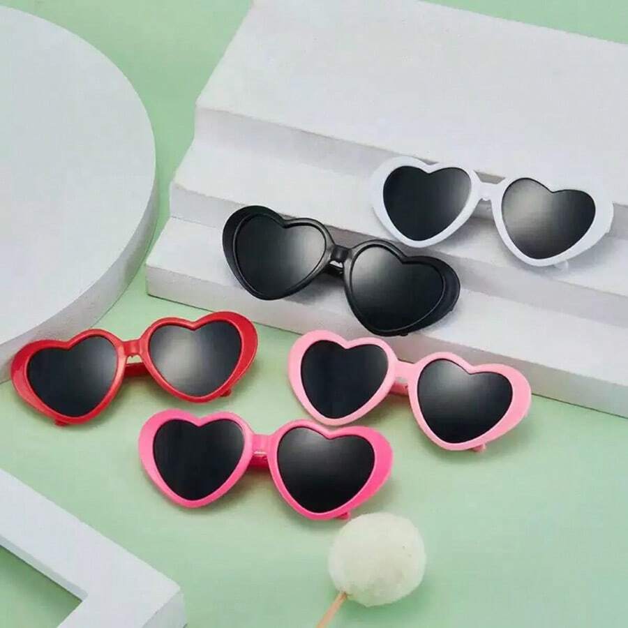 1pc Pet Heart-Shaped Sunglasses, Cute Cat Dog Sunglasses, Creative Jewelry Photography Prop