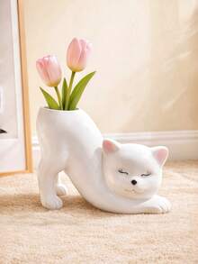 1pc Cat-Shaped Vase, Suitable For Placing On Living Room Tabletop As Home Decor - Multicolor - View 8