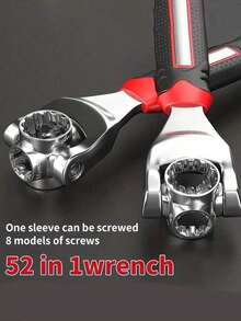 1 件装 52 合 1 万能套筒扳手，360° 灵活旋转头棘轮扳手，带橡胶手柄，适用于家庭车库，多功能扳手，符合人体工程学设计，经久耐用且精准。 - 1pc - 查看 2