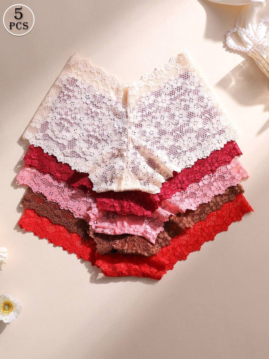 Bộ 5 chiếc quần lót thể thao nữ cạp thấp, không đường may, ren khoét lỗ, nhiều màu sắc, gợi cảm. - Nhiều màu - Xem 1