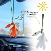 1pc Color Changing Duck Pendant, UV Color Changing Duck Rearview Mirror Decor, Color Changing Roasted Duck Pendant, Duck Swinging Pendant Car Decor, Rearview Mirror Pendant - Outdoor Roasted Duck Decor - Multicolor - View 2