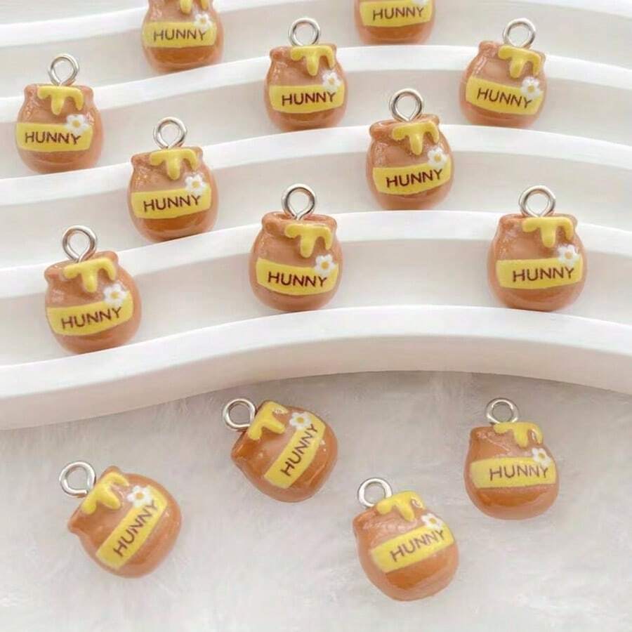 Một bộ 10/20 mặt dây chuyền hình con ong hoạt hình mini dễ thương làm bằng nhựa, rực rỡ sắc màu. - Nhiều màu - Xem 1
