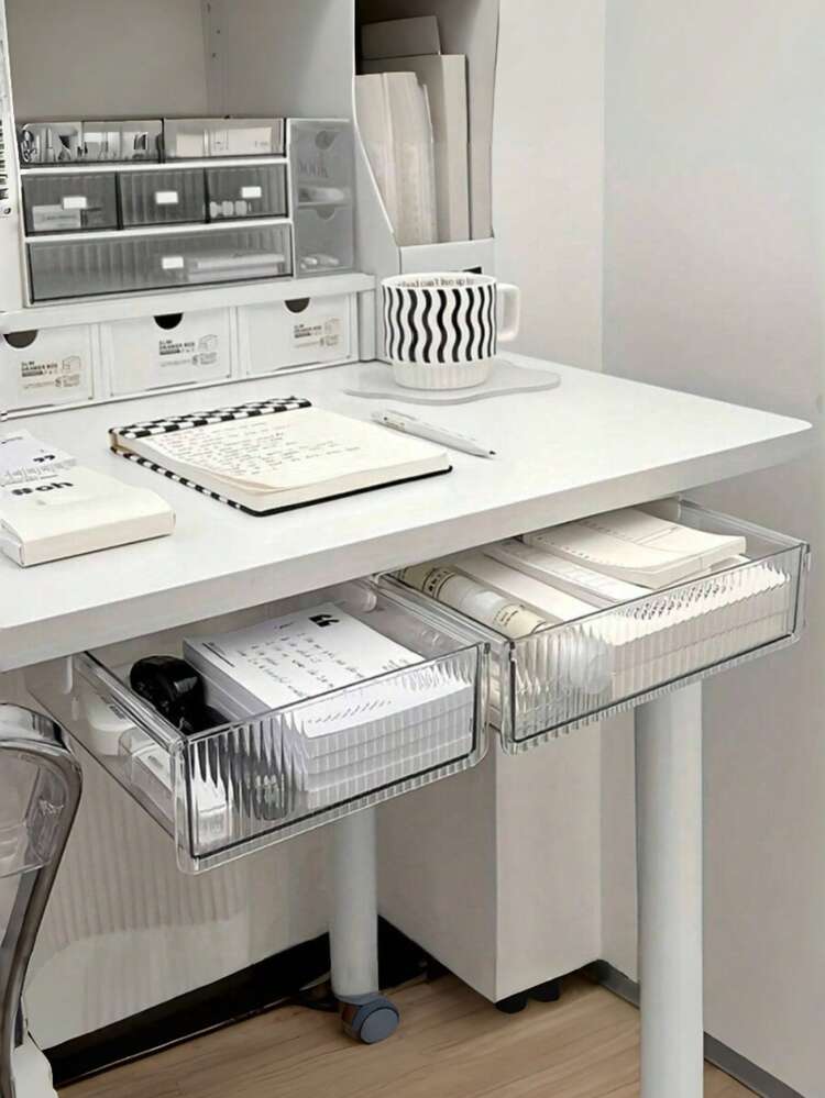Under-Desk Drawer, No Drilling Required, Hidden Storage Box, Suitable For Office And Student Desks, For Hanging Stationery And Sundries. - Multicolor - View 7