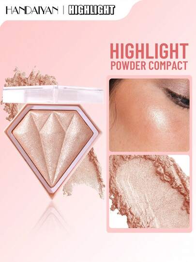  Rozświetlacz HANDAIYAN Diamond Rhombus, rozświetlający skórę, podkreślający kontury twarzy, pudrowe wykończenie, prezent świąteczny, makijaż na imprezę, Halloween, Boże Narodzenie, podróż, kemping jesienno-zimowy, malowanie twarzy, kosmetyki, odpowiedni dla kobiet, idealny do mody Y2K, idealny jako prezent urodzinowy/walentynkowy/na Dzień Matki, niezbędny na przyjęcia okolicznościowe, najlepszy wybór kolorów