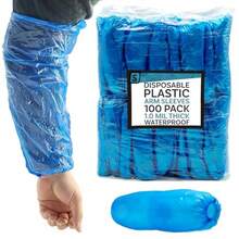 Disposable Arm Sleeve Covers - 18" Waterproof Polyethylene Protective Oversleeves With Elastic Cuff - 1 Mil Thick - Blue - View 1