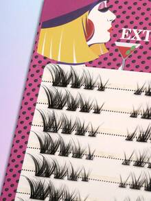64PCS Lash Clusters C Crul Cat Eye Lashes Fox Eye Eyelashes Individual False Eyelashes - Black - View 4