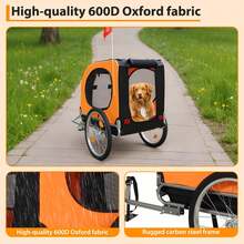 Remolque de bicicleta para perro, soporta hasta 80 libras, carro para mascotas - Naranja - Ver 6