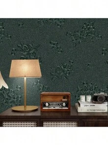 1 Roll Romantic Rose Embossed Wallpaper, 45cm*100/300/500cm, Thickened Wear-Resistant For Living Room, Bedroom, Entrance, Balcony, TV Background Wall, Self-Adhesive - Green Rose Pattern - View 6