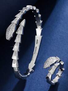 2pcs Luxury Jewelry Bracelet And Ring Set, Suitable For Women's Daily Wear And Gift - Bracelet Ring Set - View 2
