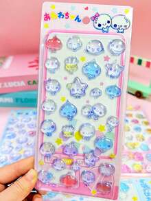 Pegatinas de cristal con gotas de agua en 3D y dibujos animados, pegatinas brillantes lindas adecuadas para niños - Multicolor - Ver 5