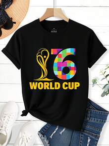 2026 World Cup T-Shirt, World Cup T-Shirt, USA World Cup T-Shirt, 2026 World Cup T-Shirt, Soccer Flag Pattern T-Shirt - màu đen - Xem 2