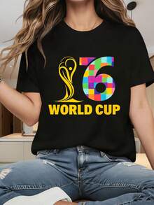2026 World Cup T-Shirt, World Cup T-Shirt, USA World Cup T-Shirt, 2026 World Cup T-Shirt, Soccer Flag Pattern T-Shirt - màu đen - Xem 9
