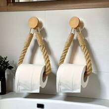 2pcs Toilet Paper Holder, Bathroom Tissue Roll Storage Rack, Wall-Mounted Toilet Paper Box, Wall-Mounted Toilet Paper Dispenser, Bathroom Accessories, Towel Rack - 2pcs - View 1