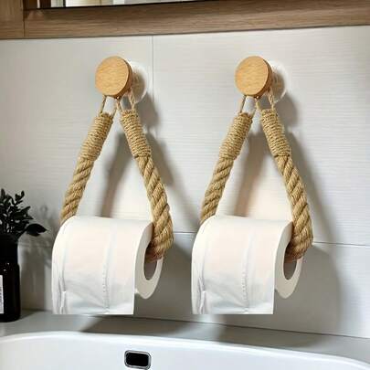 2pcs Toilet Paper Holder, Bathroom Tissue Roll Storage Rack, Wall-Mounted Toilet Paper Box, Wall-Mounted Toilet Paper Dispenser, Bathroom Accessories, Towel Rack