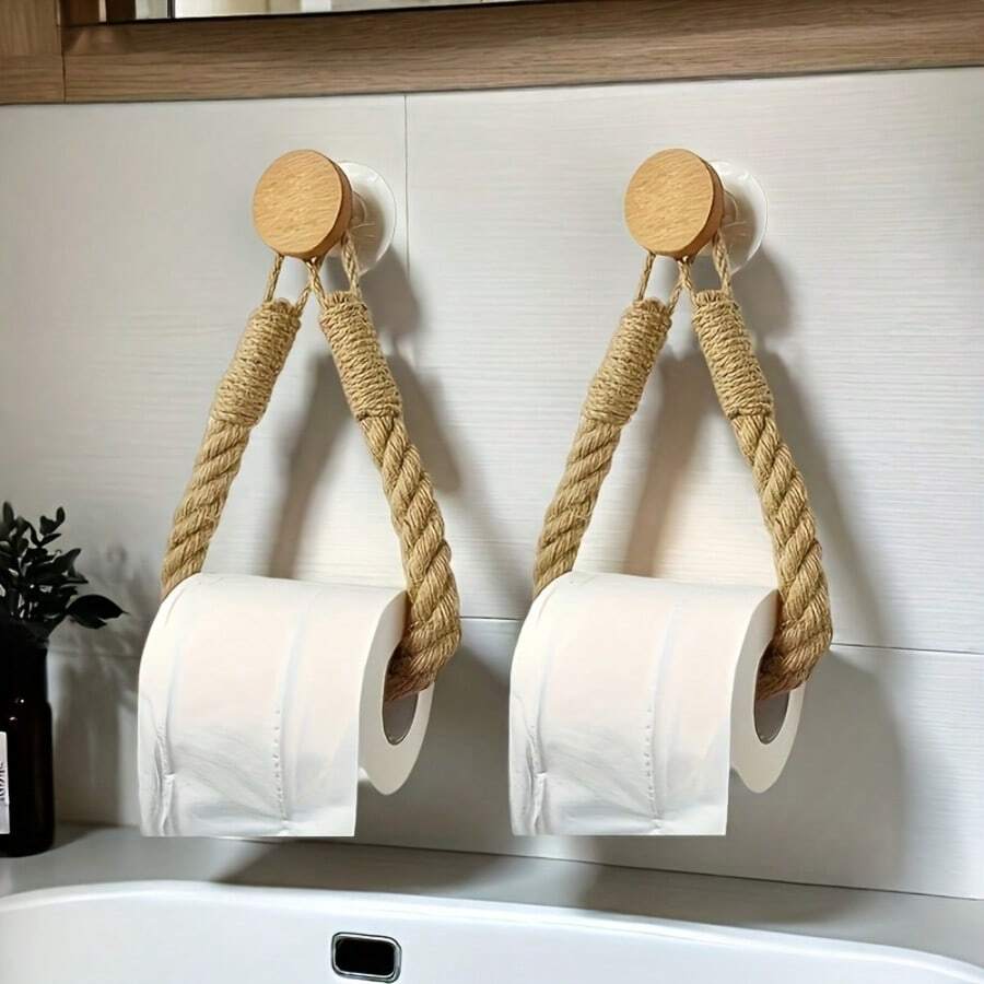2pcs Toilet Paper Holder, Bathroom Tissue Roll Storage Rack, Wall-Mounted Toilet Paper Box, Wall-Mounted Toilet Paper Dispenser, Bathroom Accessories, Towel Rack - 2pcs - View 1