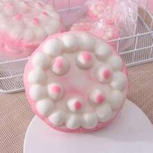 1pc Pink Slow Rebound Cute Food Squeeze Toy, Stress Relief Toy, Adorable Cake Squeezy Toy, Birthday Gift, Party Favor - 粉紅白 - 查看 5