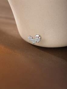 1 chiếc khuyên tai sụn bạc 925 cao cấp, đính đá Moissanite hình cánh hoa, mặt phẳng, không gây dị ứng, thích hợp làm quà tặng cho nữ và bé gái, đeo hàng ngày, dự tiệc, đám cưới. - Bạc - Xem 3