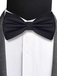 2pcs/Set Men's Solid Color Business Bow Tie And Pocket Square Set, Pre-Tied Bow Tie And Pocket Square, Formal Attire Suitable For Weddings, Events, Casual - Multicolor - View 3