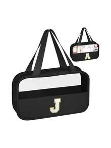 1个多功能PVC洗漱包，透明PVC化妆包，大容量化妆包，DIY字母设计化妆包，防水旅行收纳包，简约字母贴布旅行化妆包，适用于化妆品、香水，适合海滩、学校、浴室、节日、母亲节、圣诞节等场合，是送给妈妈、家人、朋友的绝佳礼物。化妆包、化妆品收纳包、化妆品收纳袋、化妆包、洗漱包、旅行洗漱包、度假必备品、女性旅行礼物 - 彩色 - 查看 27