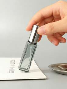 10ml Chai xịt nước hoa thủy tinh vuông nắp kim loại & túi đựng đồ vệ sinh cá nhân trong suốt chống rò rỉ có thể nạp lại di động vật dụng du lịch thiết yếu cho nữ nam - Nhiều màu - Xem 10