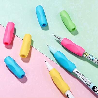 Bộ 4/8 dụng cụ cầm bút chì công thái học - Dụng cụ sửa lỗi viết nhiều màu sắc, thiết kế kết cấu mềm mại giúp cải thiện tư thế và sự thoải mái, giá đỡ bút chì, tuyệt vời cho việc viết, vẽ, văn phòng phẩm và đồ dùng học tập, giảm mỏi ngón tay, nhiều màu sắc cho mùa tựu trường.