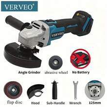 VERVEO 電動工具 125mm 角磨機 無刷全銅馬達 Type-C 充電式電池 研磨機 適用於拋光、除鏽、研磨、切割 配件包含百頁輪與研磨輪 - 藍色 - 查看 14