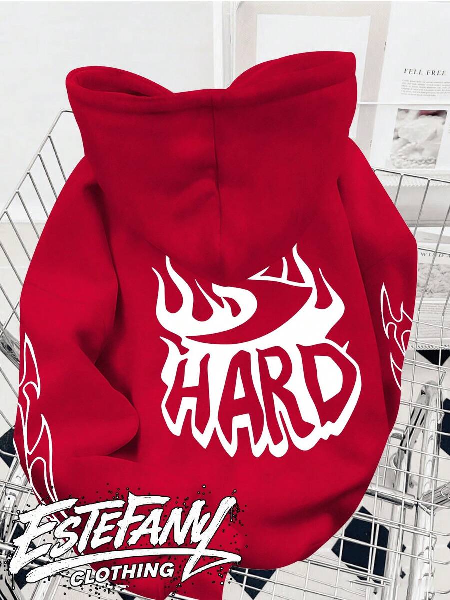 Street Style Drip Hard Fire Sweatshirt, Street Art, Hip Hop, Unisex, Men's And Women's, 100% Cotton, Premium Top Streetwear, New Release, Immediate Shipping, Various Colors!! - 紅色 - 查看 1